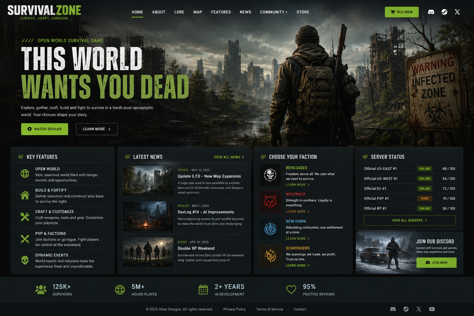 SurvivalZone – Open World Survival Gaming HTML Website Template